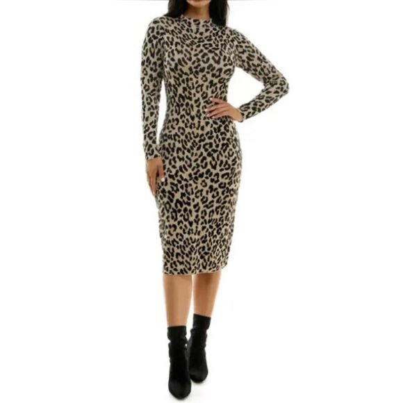 Leopard Sweater Dress - Picture 1 of 2